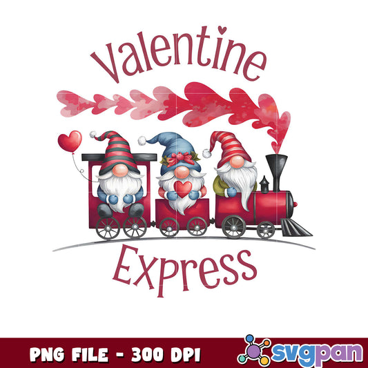 Valentine Express gnome train design for gifts, 300 DPI PNG file