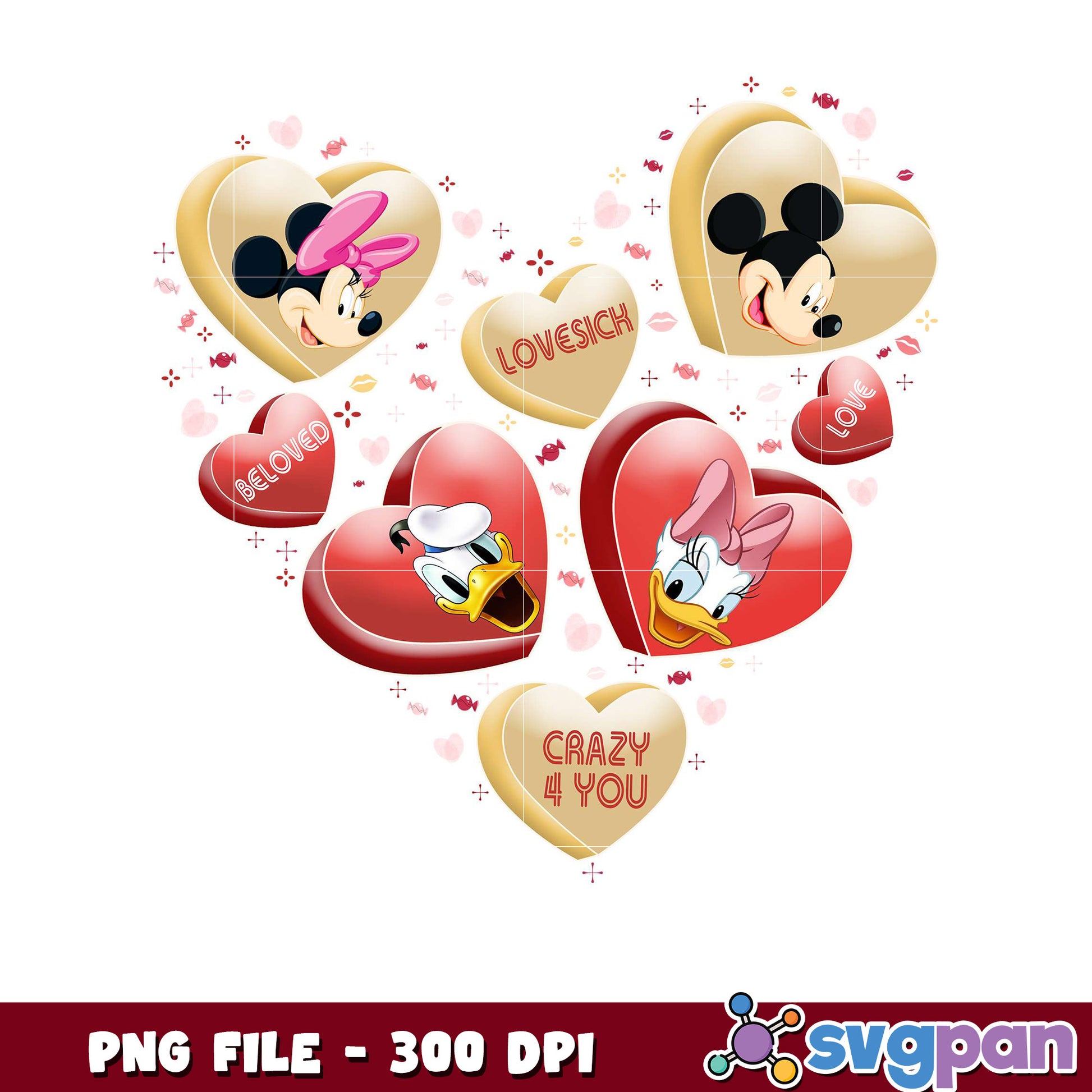 Valentine Heart Design, Featuring Minnie and Donald Duck