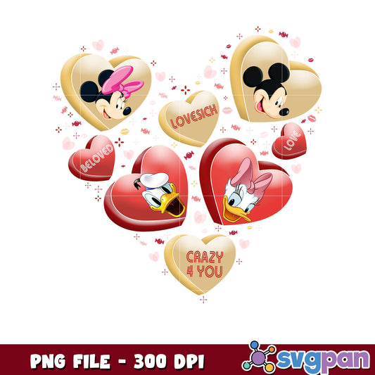 Valentine Heart Design, Featuring Minnie and Donald Duck
