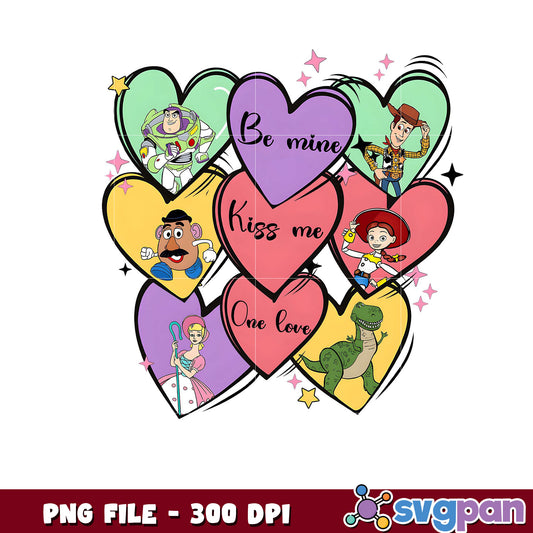 Valentine Hearts Design with Toy Characters, Perfect PNG File