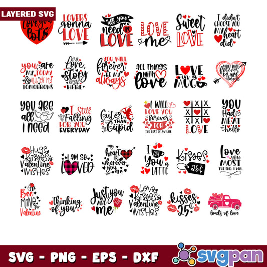 Valentine SVG Bundle 25 Love Quotes