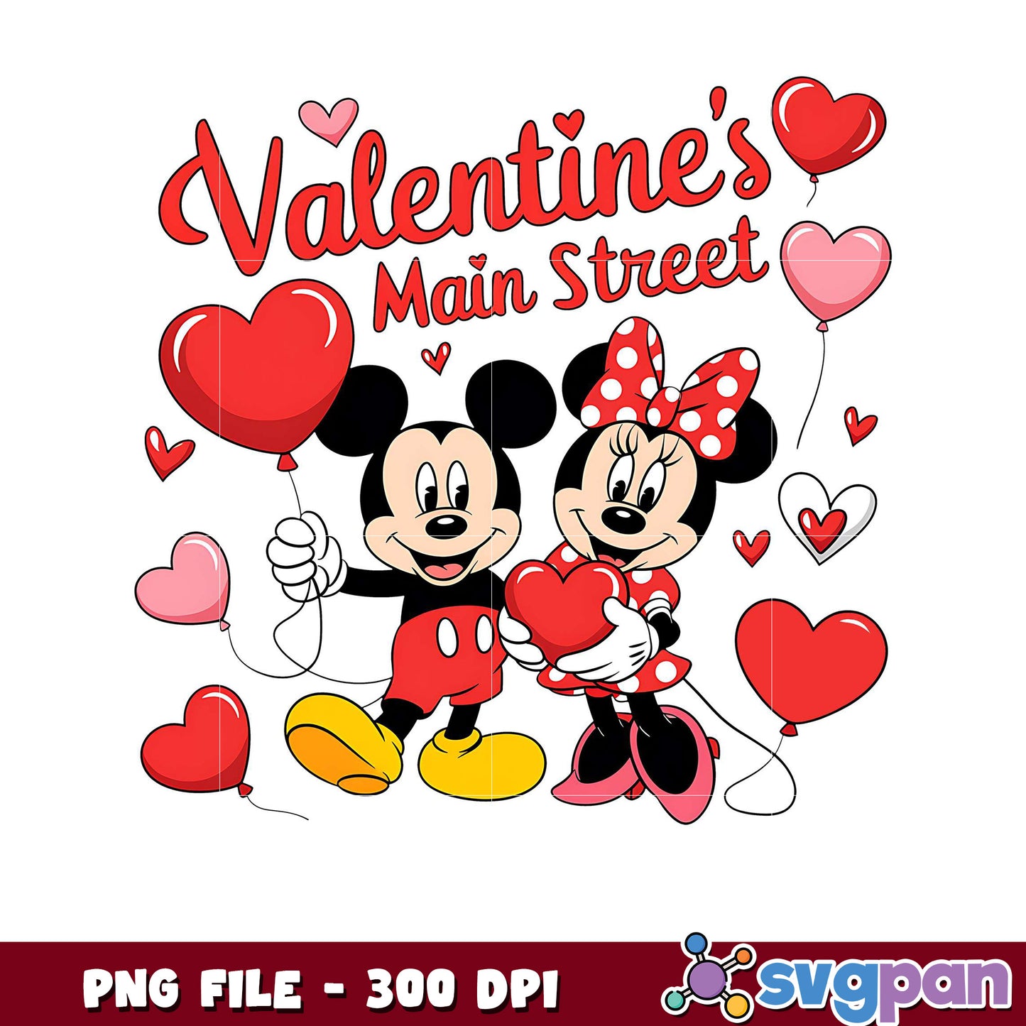 Valentine's Day Art with Mickey and Minnie, Cute PNG Design