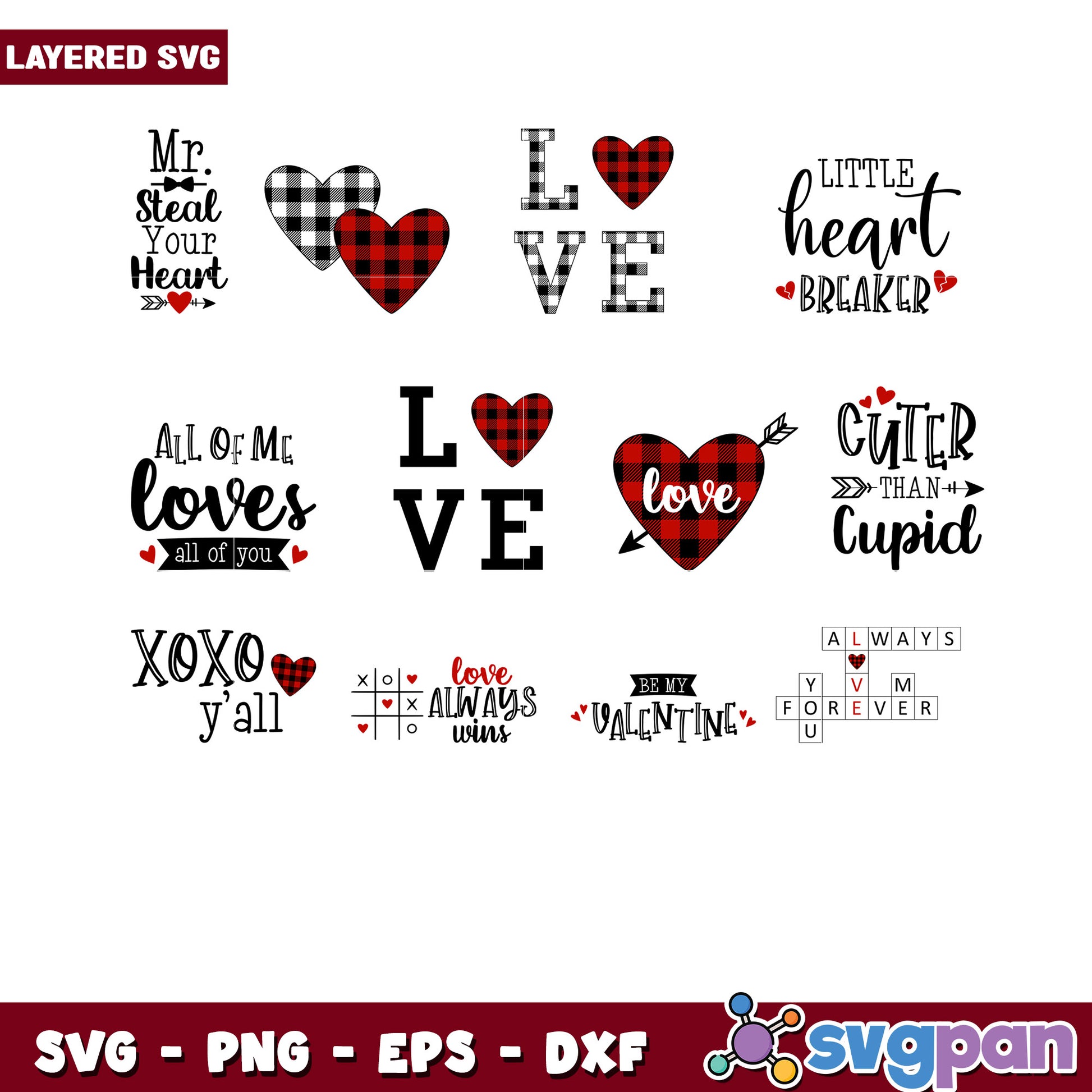 Valentine's Day Bundle SVG Graphic Set Love Designs