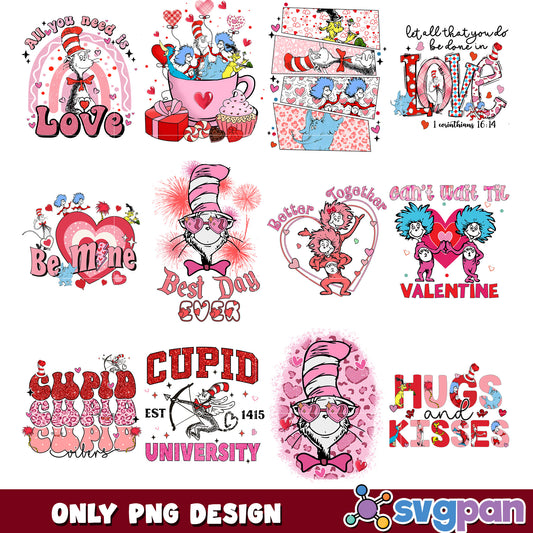 Valentine's Day Cat in the Hat PNG Bundle