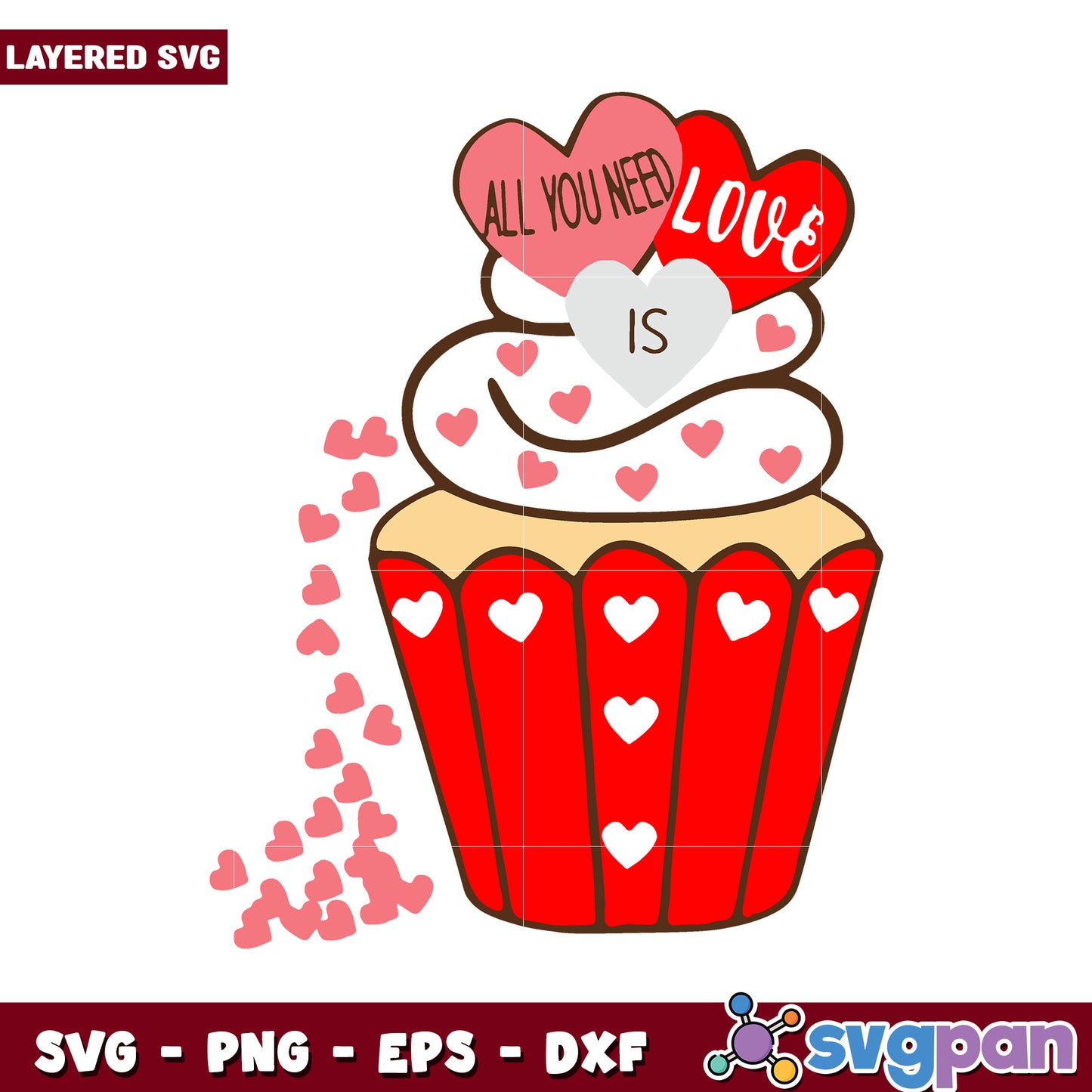 Valentine's Day Cupcake SVG Design, Perfect for Craft Projects