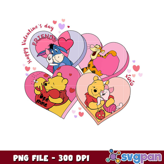 Valentine's Day Friends Design, Cute Winnie the Pooh Art