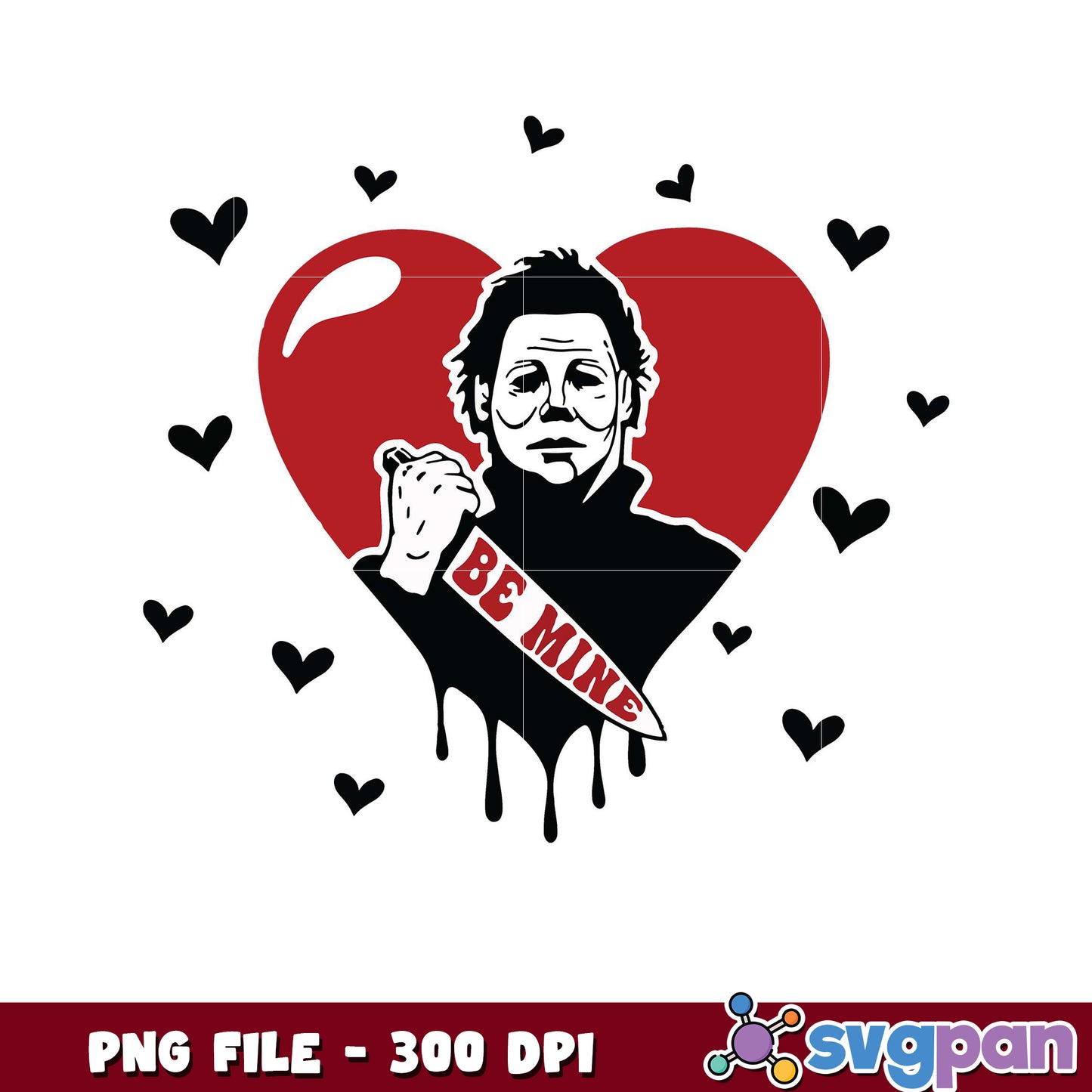 Valentine's Day Graphic, Heart Design with Horror Theme