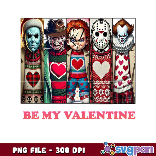 Valentine's Day Horror Sweater PNG Design, Perfect for Gifts