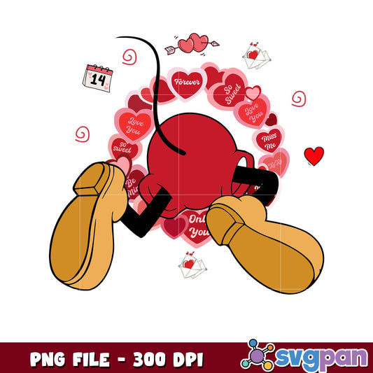Valentine's Day Red Character PNG File, Cute Hearts Design