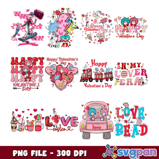 Valentine's Day Seuss Bundle PNG 300 DPI