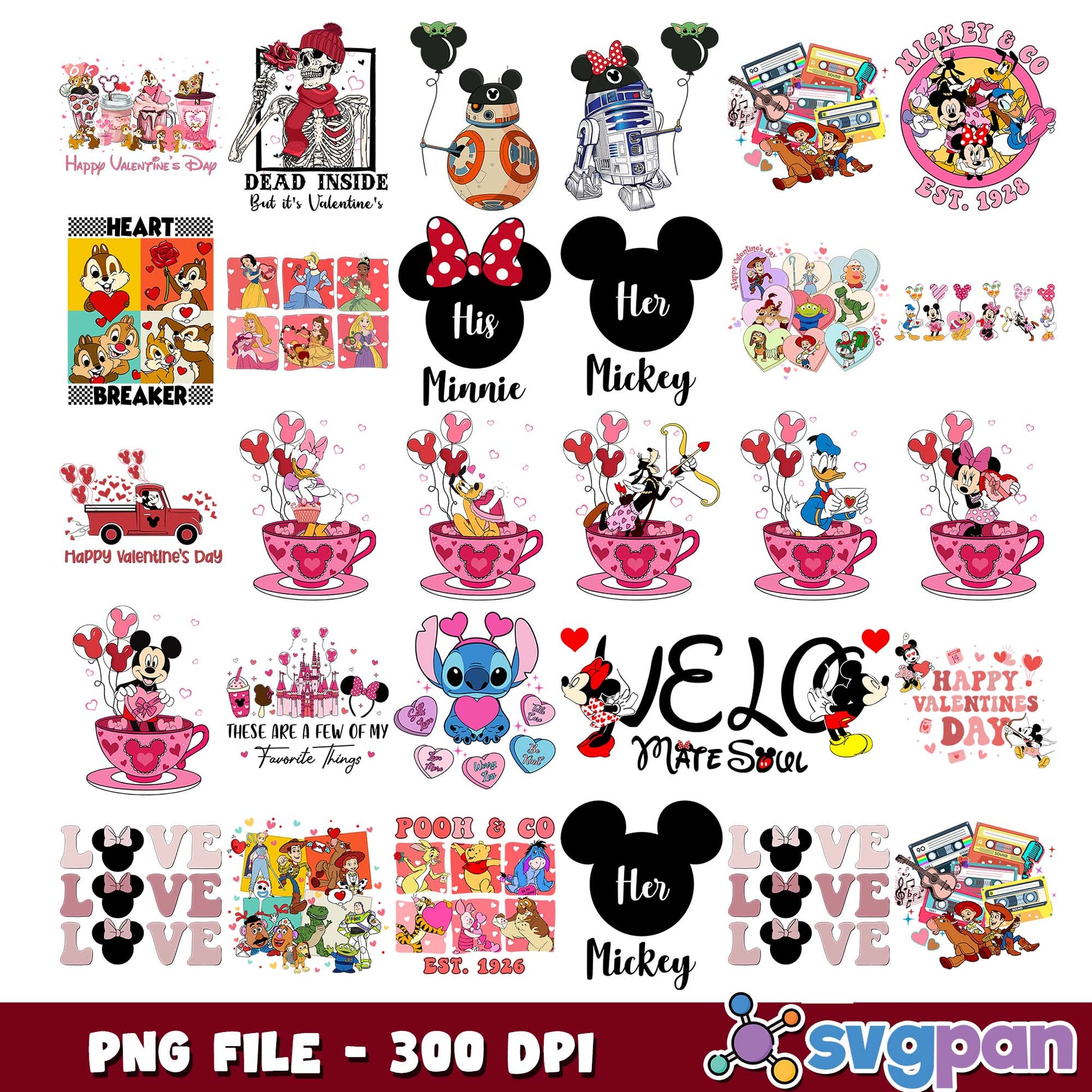 Valentine disney universe png bundle