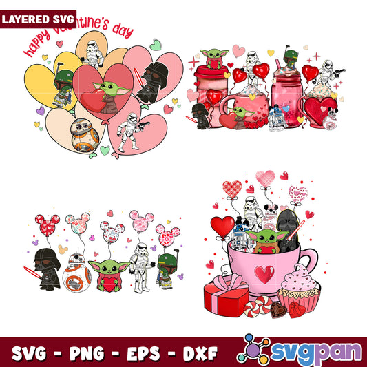 Valentines Day Star Wars SVG Bundle