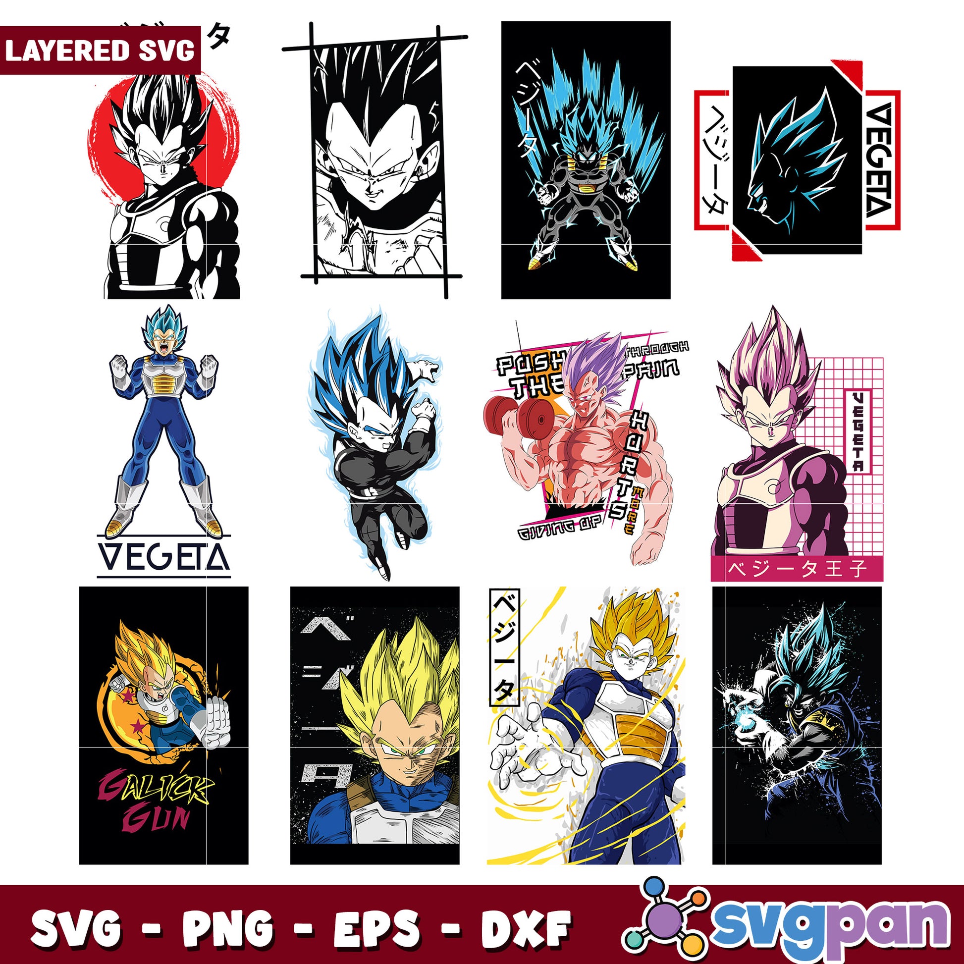 Vegeta SVG Bundle Layered Designs