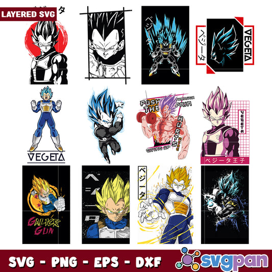 Vegeta SVG Bundle Layered Designs