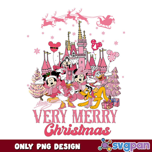 Very merry christmas pink png