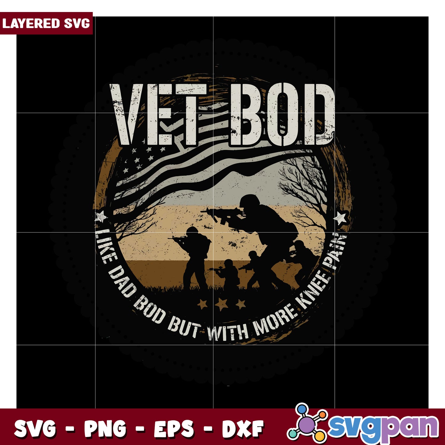 Vet Bod Design with Military Theme, Perfect for Craft Projects