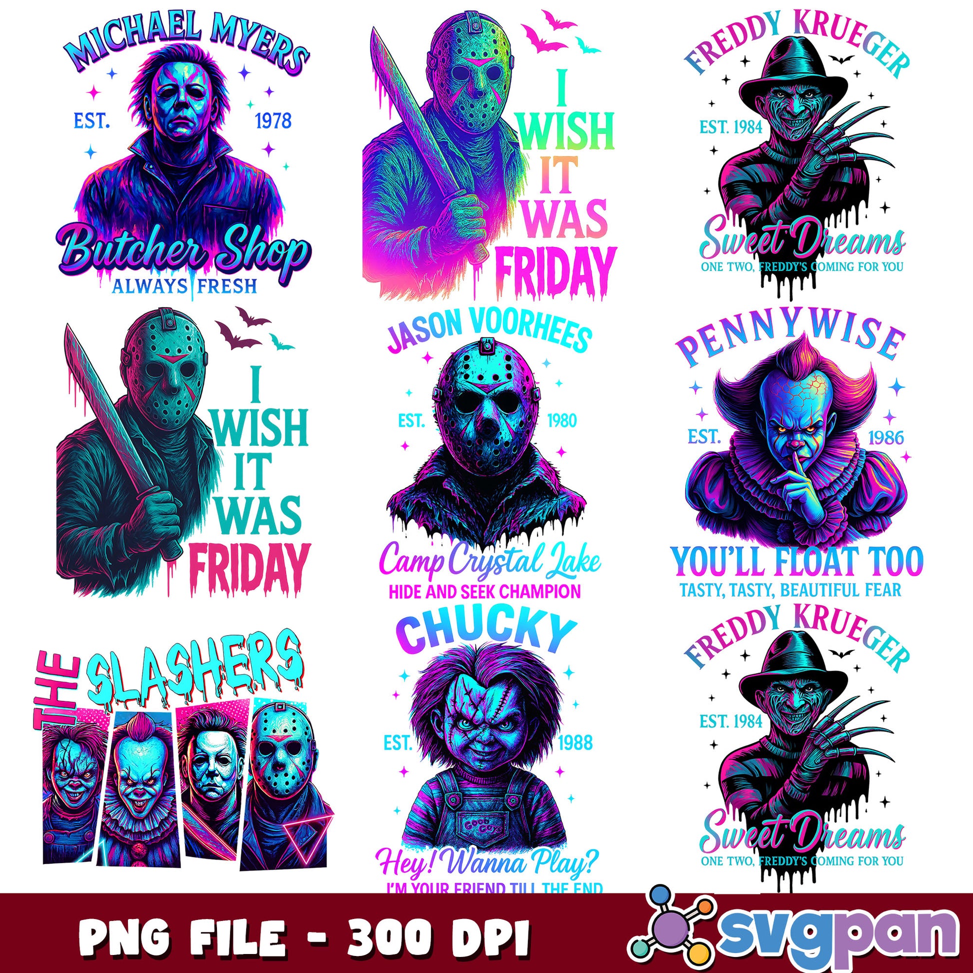 Vibrant killer design png bundle