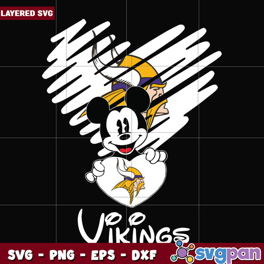 Vikings mickey heart svg, nfl divisons​ svg, nfl combine​ svg
