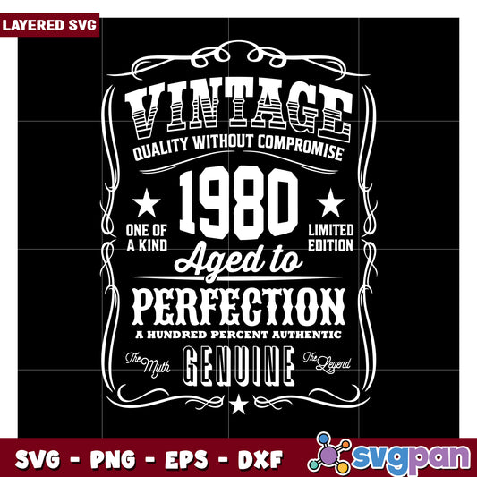 Vintage 1980 Limited Edition Design, Perfect for Craft Projects