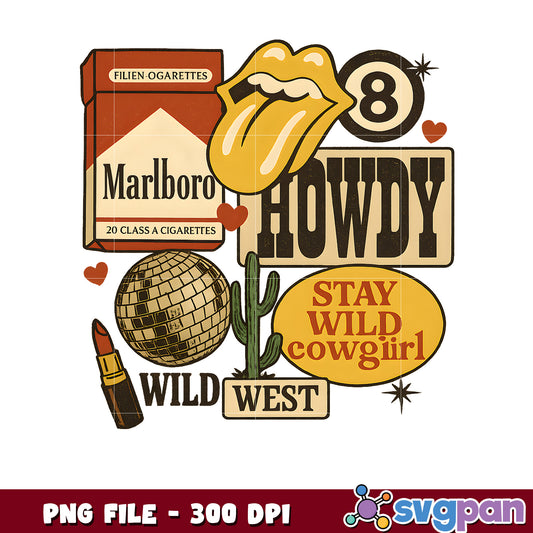 Vintage Cowgirl Design PNG 300 DPI