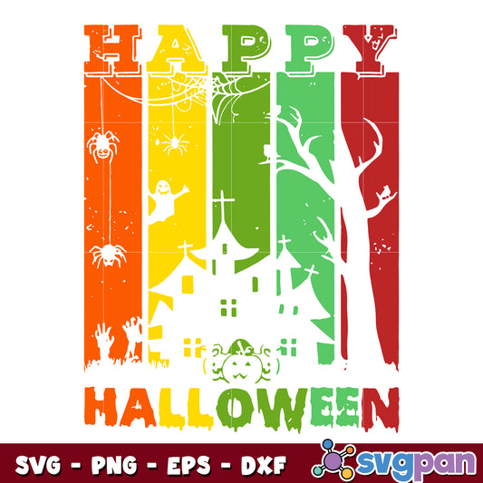 Vintage Happy Halloween Colorful svg