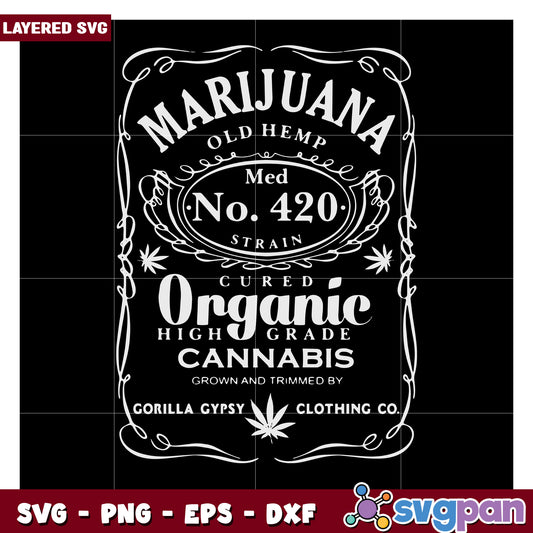 Vintage Marijuana Label SVG Design, High Quality Cannabis Art