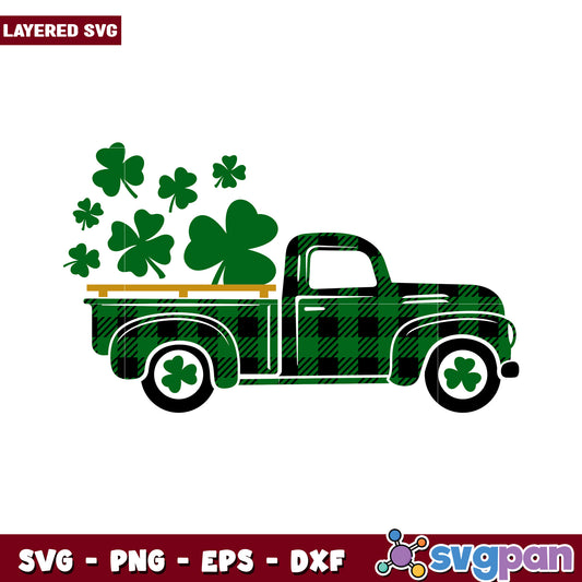 Vintage Truck with Shamrocks SVG, perfect for St. Patrick's Day decor