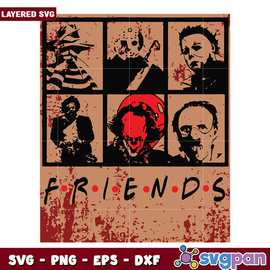 Vintage horro night friends svg, halloween cartoons svg, spooky cartoons svg