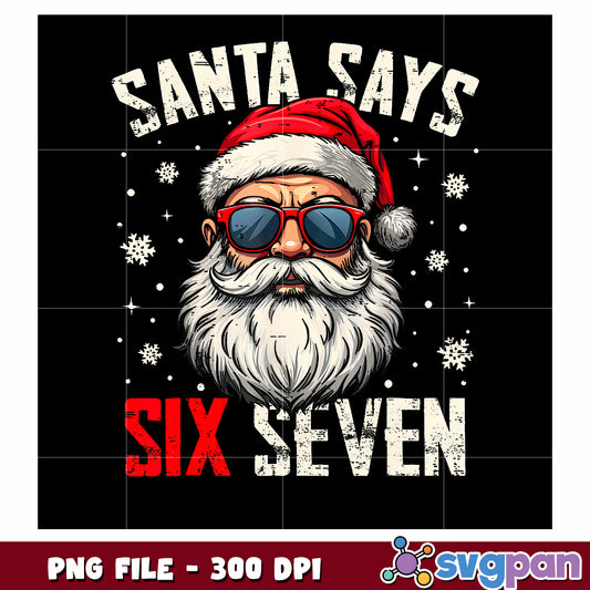 Vintage santa six seven png, christmas decor png, funny memes png