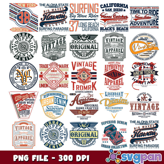 Vintage theme design png bundle
