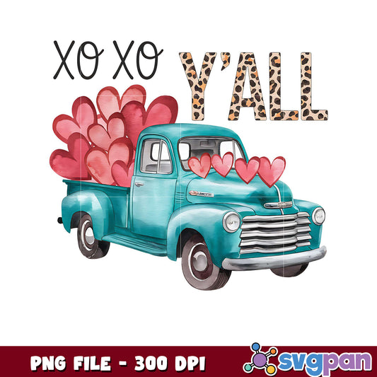 Vintage truck with hearts design, perfect for Valentine's Day