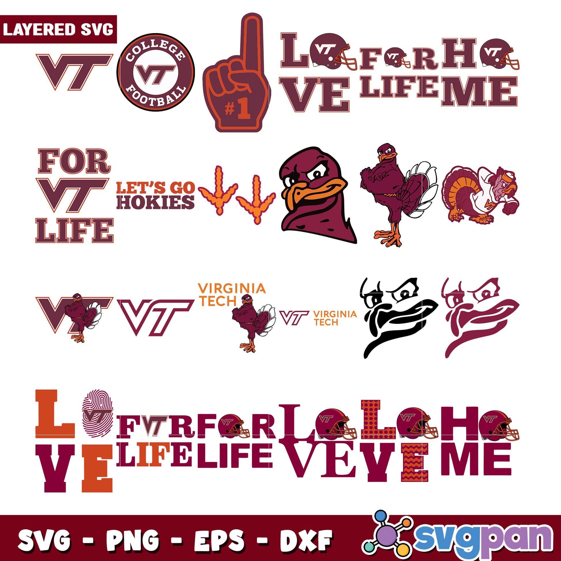 Virginia Tech SVG Bundle Layered Designs