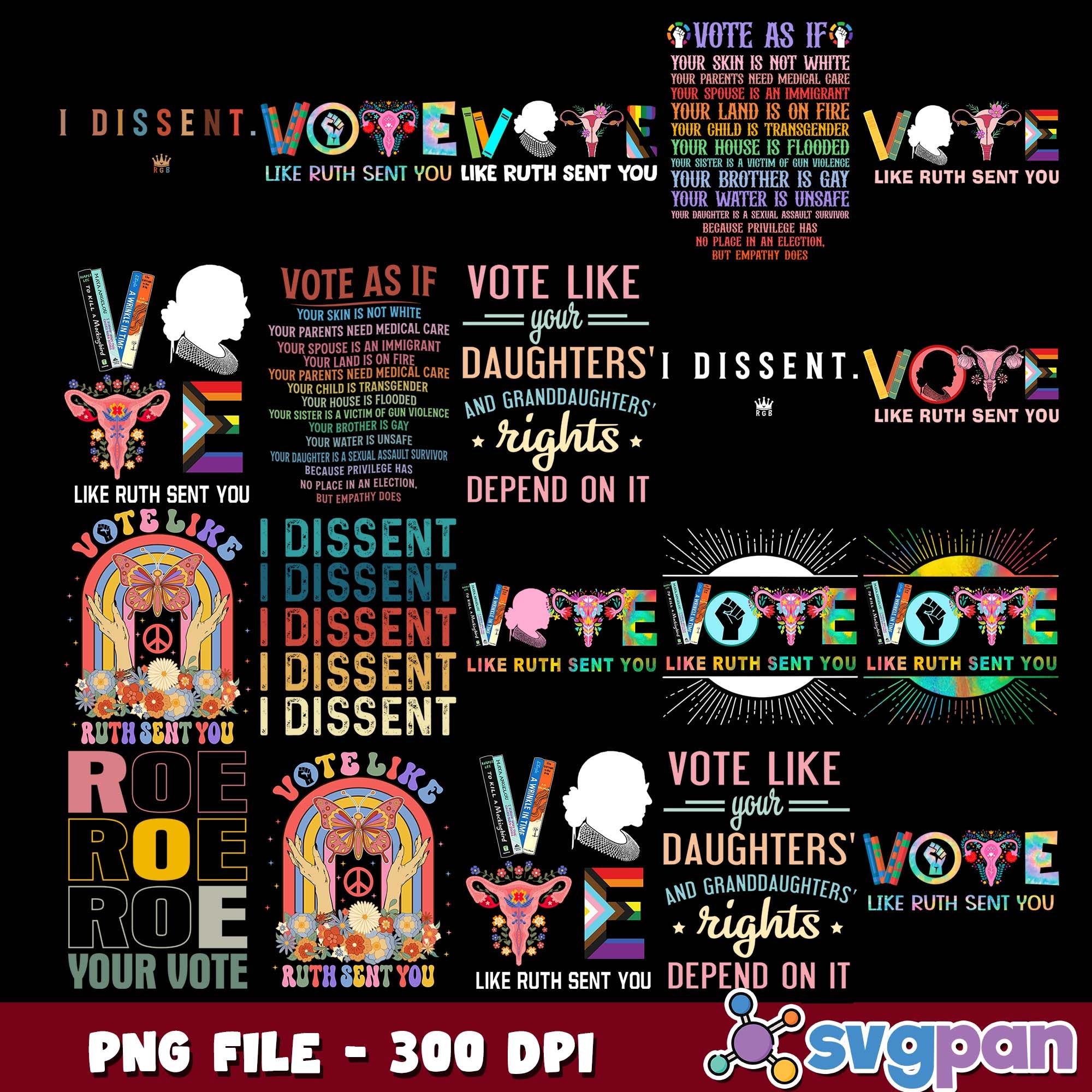Vote like ruth sent you design png bundle, women voting rights png, wo ...