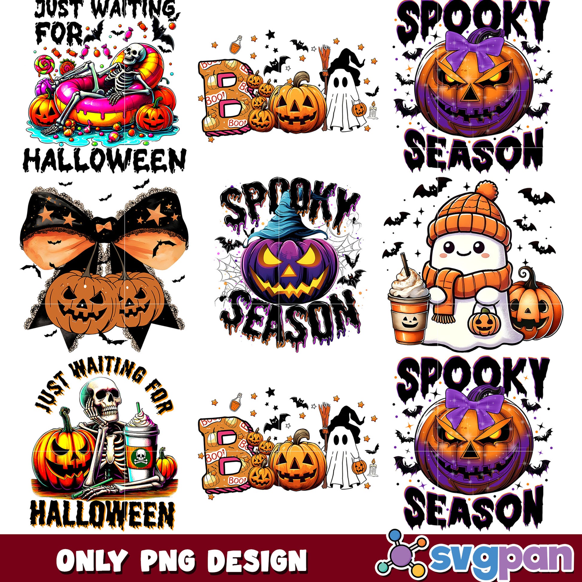 Waiting for halloween boo png bundle