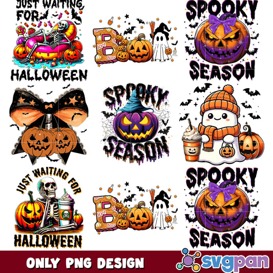 Waiting for halloween boo png bundle