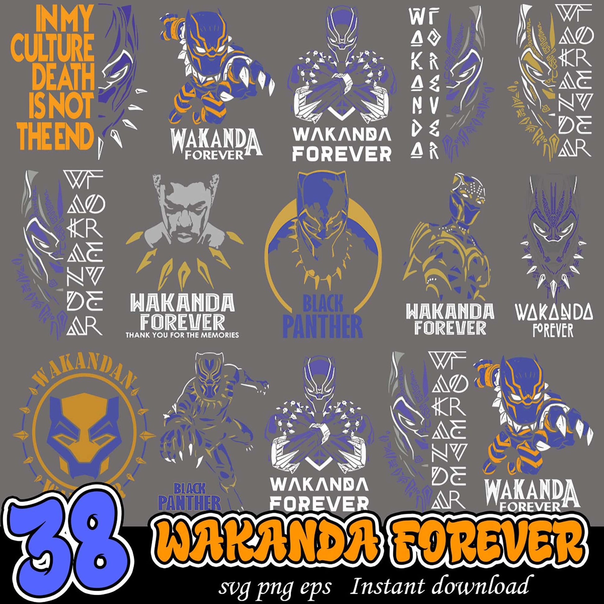 Wakanda Forever Bundle 38 SVG PNG EPS Designs