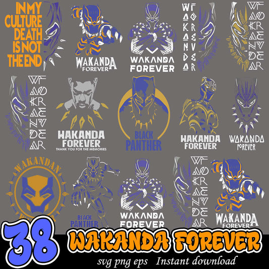 Wakanda Forever Bundle 38 SVG PNG EPS Designs