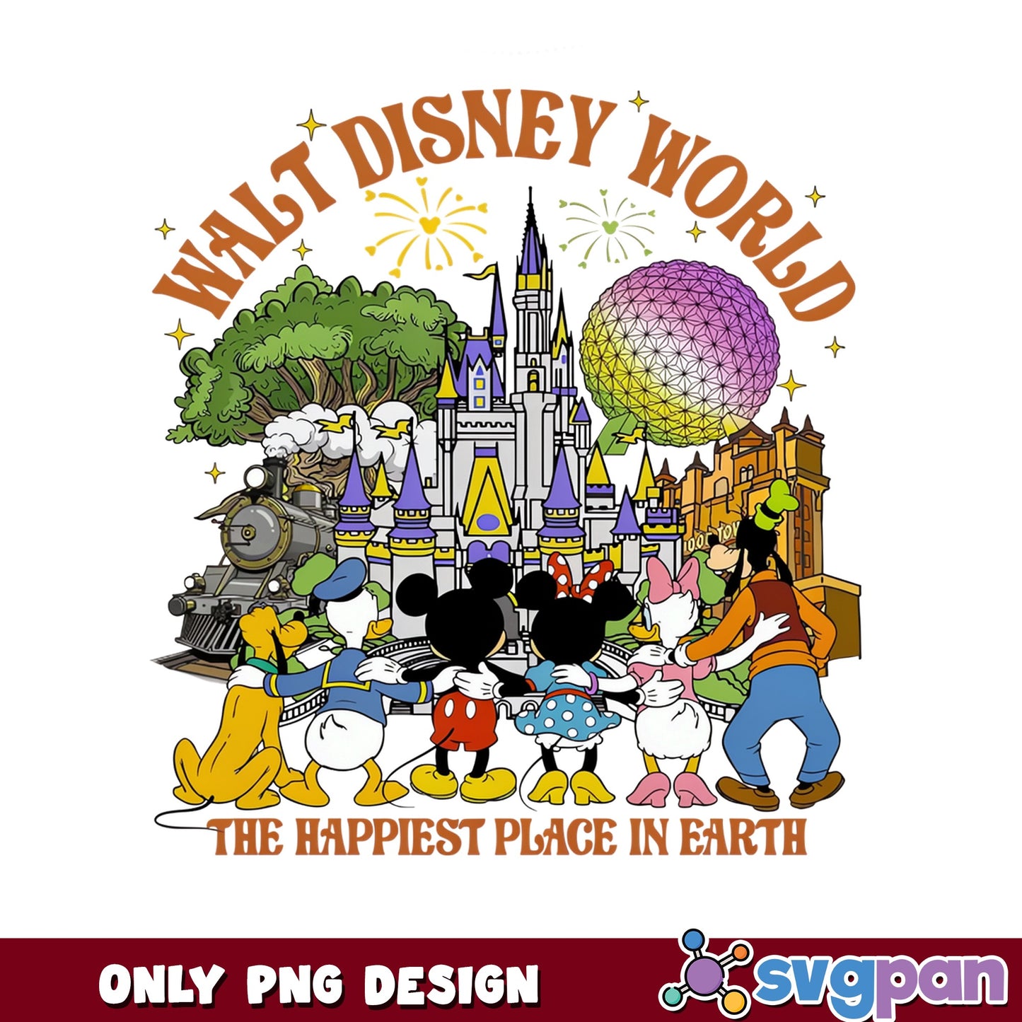 Walt Disney World Happiest Place PNG, Mickey And Friends PNG