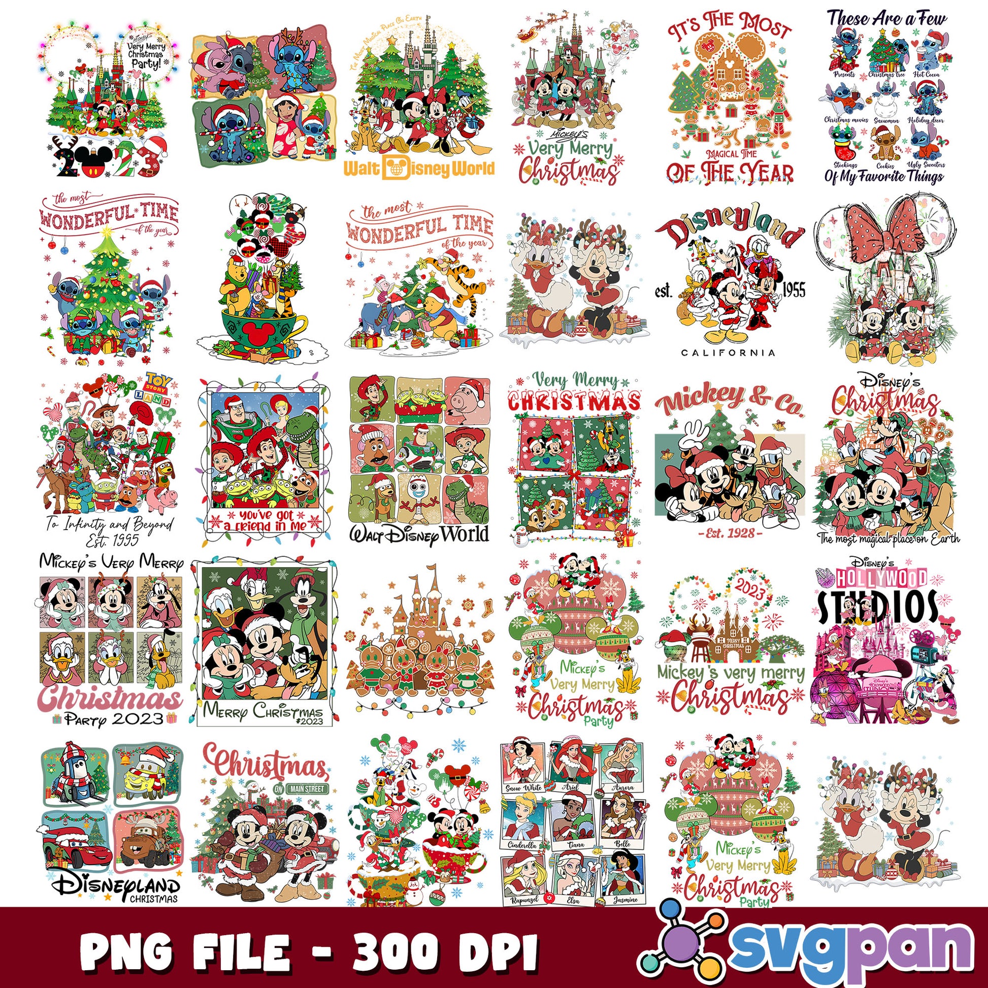 Walt disney christmas day png bundle