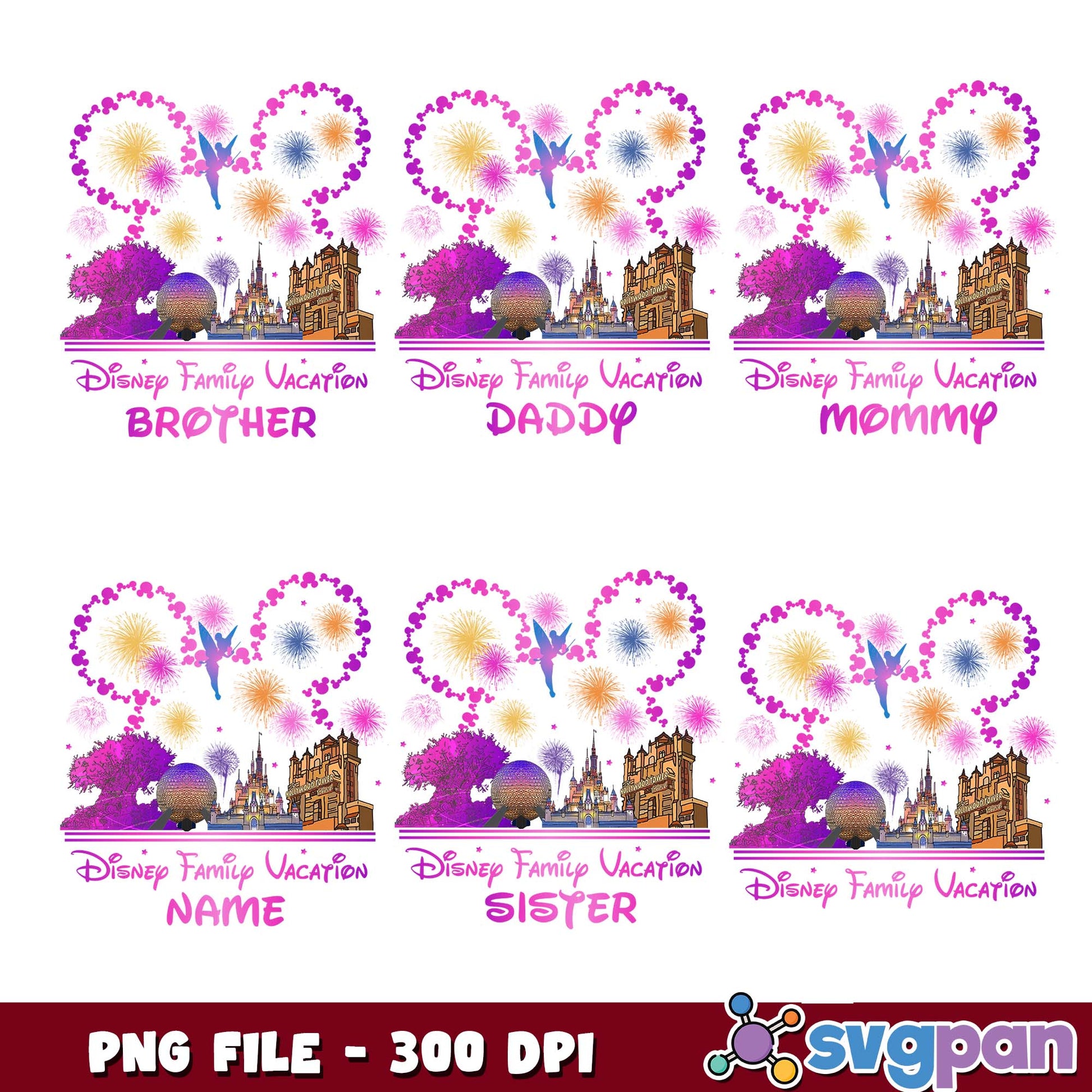 Walt disney family vacation png bundle