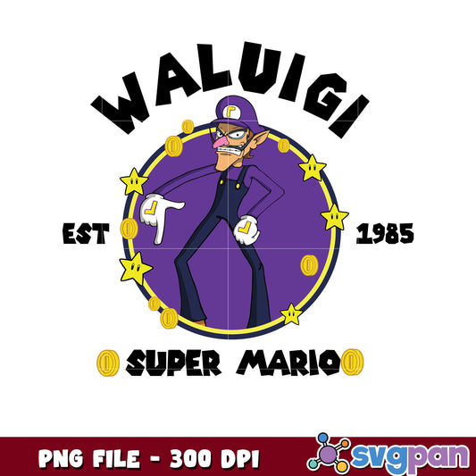 Waluigi Est 1985 png, super mario bros​ png, mario game​ png