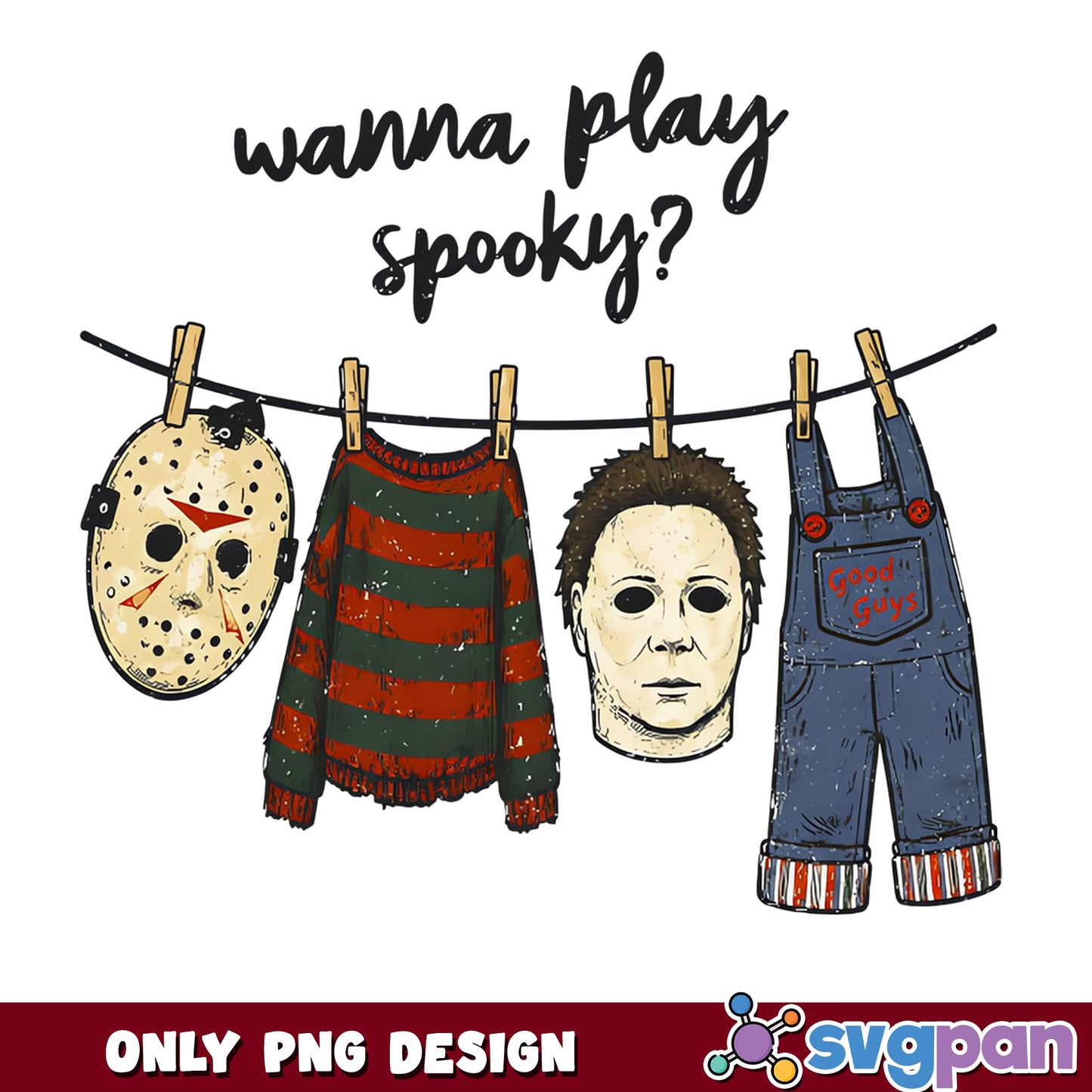 Wanna Play Spooky Horror Characters PNG, Halloween PNG, Horror PNG