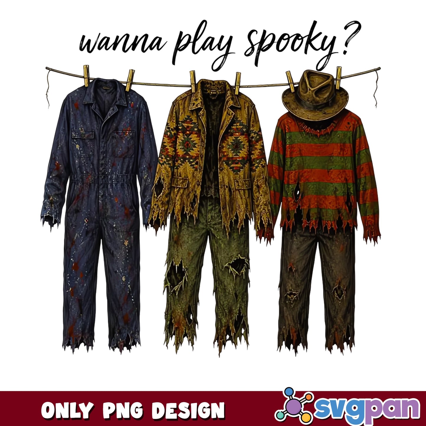 Wanna Play Spooky Horror Costumes PNG, Halloween PNG, Horror Movie PNG