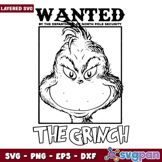 Wanted the grinch svg, grinch clipart svg, christmas grinch svg