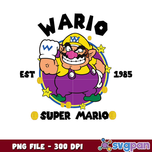 Wario Super Mario est 1985png, super mario png, mario games png 
