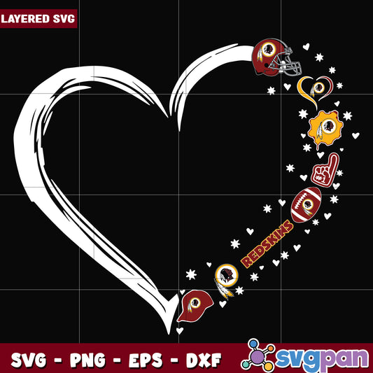 Washington Redskins heart svg, nfl divisons​ svg, nfl combine​ svg