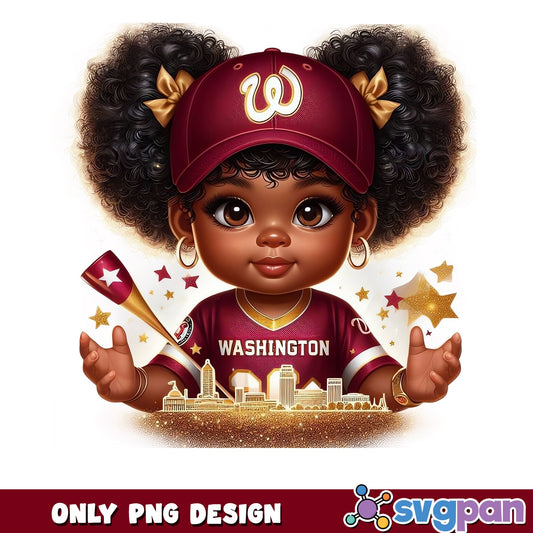Washington Commanders Black Girl PNG, NFL Fan Girl, Football PNG