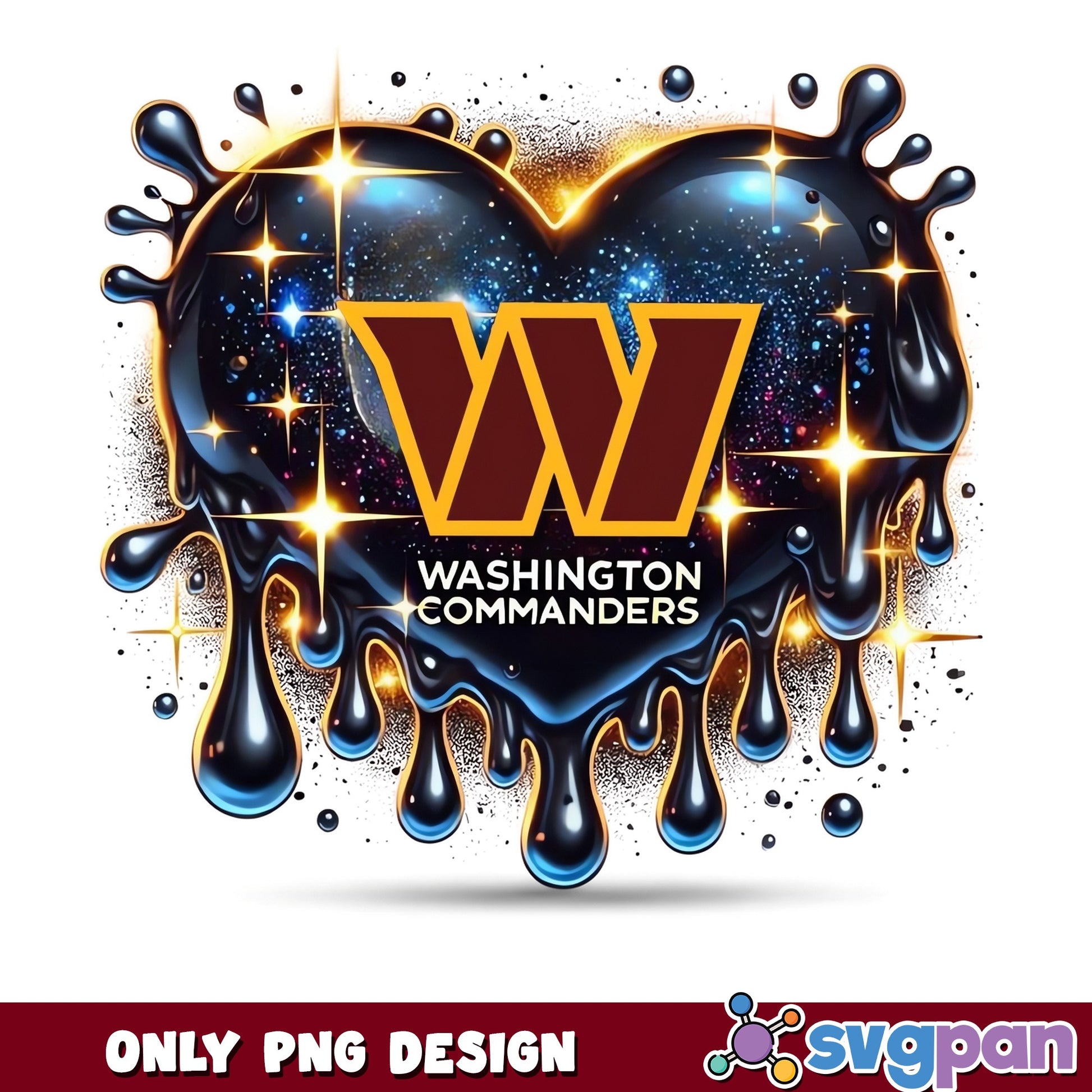 Washington Commanders Drip Heart PNG, NFL Football PNG, Galaxy PNG