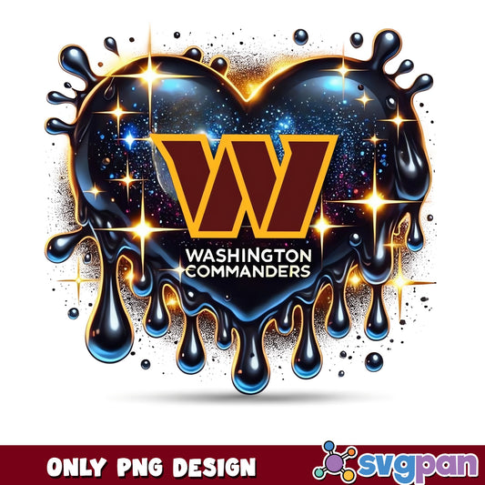 Washington Commanders Drip Heart PNG, NFL Football PNG, Galaxy PNG