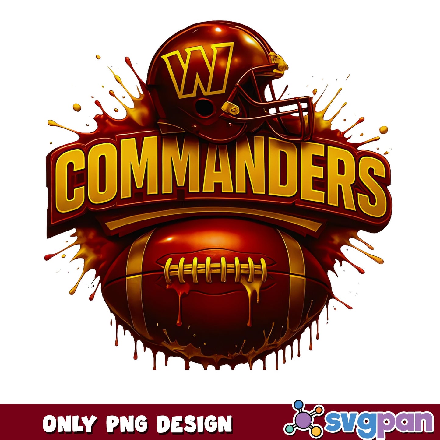 Washington Commanders PNG, NFL Football Drip Design, Commanders PNG